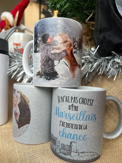 Mug paillette argenté glitter